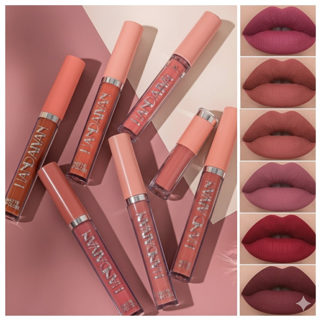 Seti me 6 buzëkuqë  Mat nuanca të ndryshme 💋 Rezistent ndaj ujit